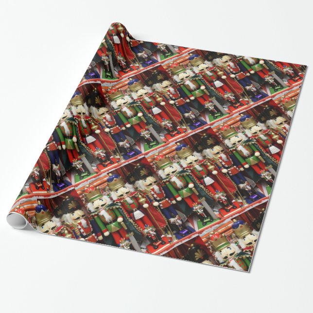 Nutcracker Christmas Soldiers Wrapping Paper (Unrolled)