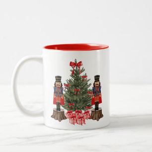 Nutcracker Christmas Tree Red Bow Holiday Mug