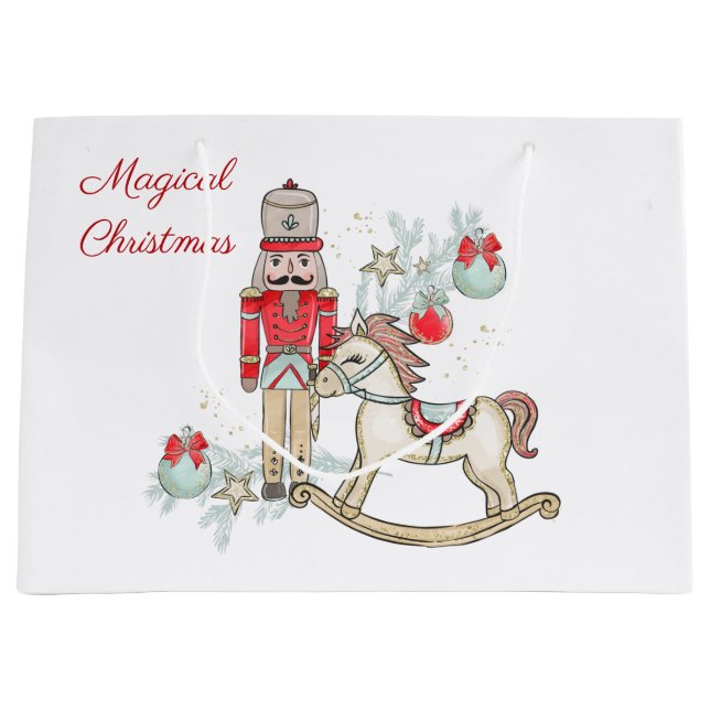 Nutcracker, Christmas tree, rocking horse Gift Bag (Front)