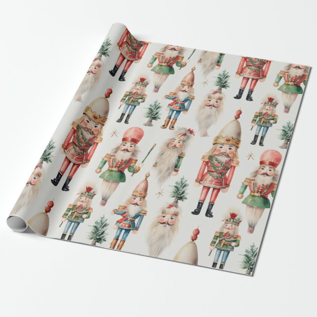 Nutcracker Christmas Winter Holiday Wrapping Paper (Unrolled)
