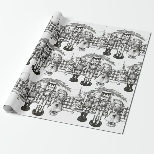 Nutcracker Christmas Wrapping Paper (Unrolled)