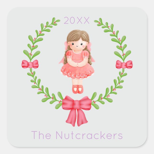 Nutcracker Clara Christmas Square Sticker (Front)