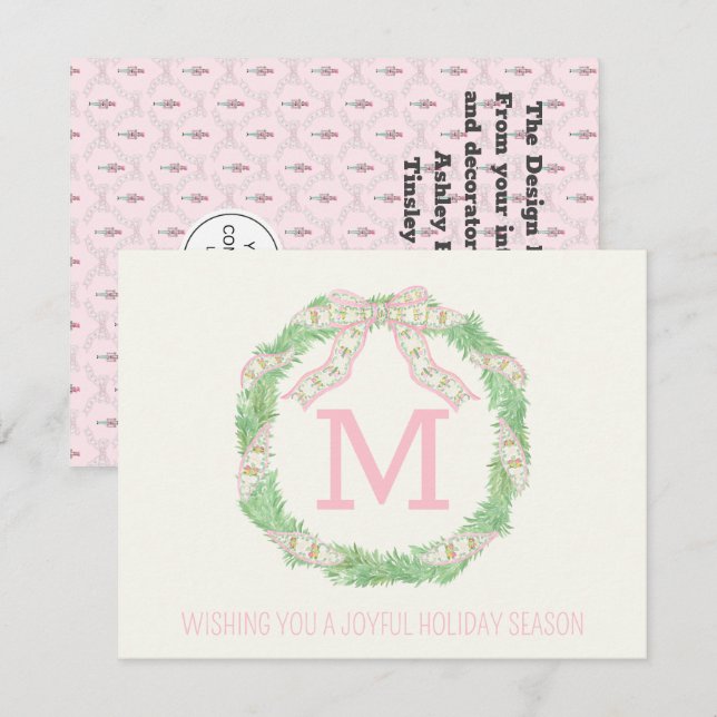 Nutcracker Corporate Coquette Christmas wreath Card (Front/Back)
