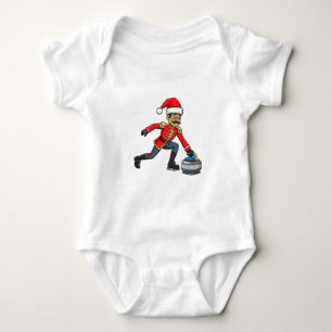  Nutcracker Curling Player Holiday Winter Sports   Baby Bodysuit