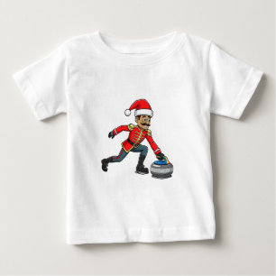 Nutcracker Curling Player Holiday Winter Sports Baby T-Shirt