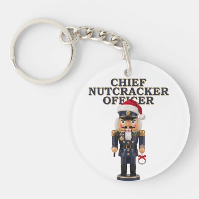 Nutcracker Curling Player Holiday Winter Sports   Keychain (Front)