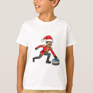 Nutcracker Curling Player Holiday Winter Sports T-Shirt