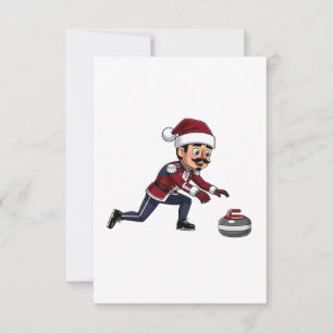Nutcracker Curling Player Holiday Winter Sports Thank You Card
