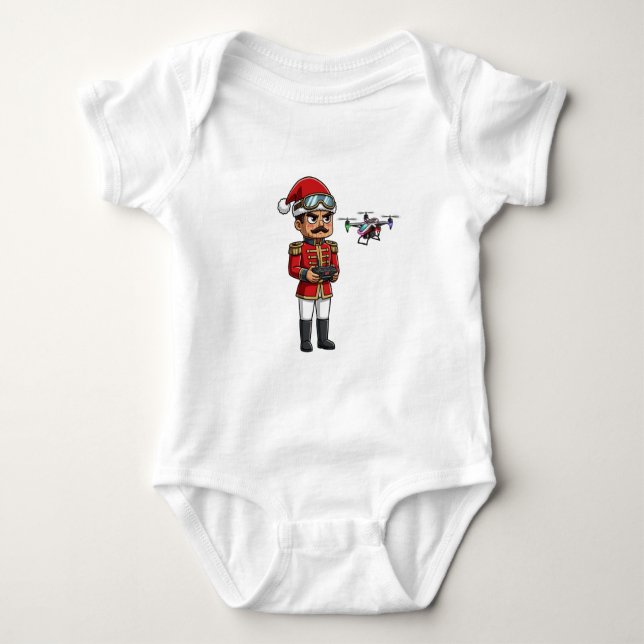  Nutcracker Drone Pilot Tech Holiday Gaming  Xmas Baby Bodysuit (Front)