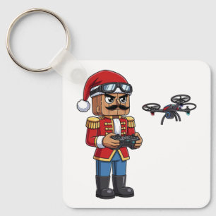 Nutcracker Drone Pilot Tech Holiday Gaming Xmas Keychain
