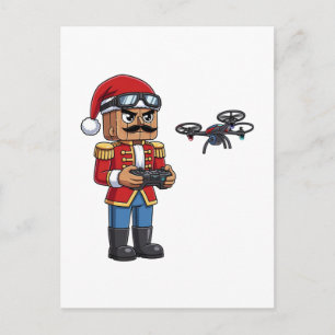 Nutcracker Drone Pilot Tech Holiday Gaming Xmas Postcard