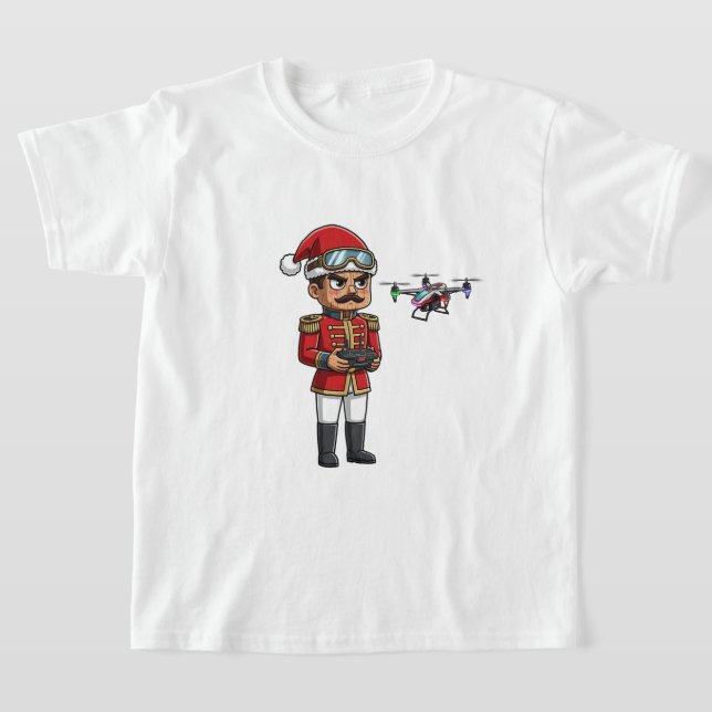  Nutcracker Drone Pilot Tech Holiday Gaming  Xmas T-Shirt (Laydown)