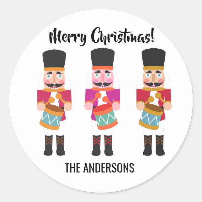Nutcracker Drummer Boy Christmas Holiday Classic Round Sticker (Front)