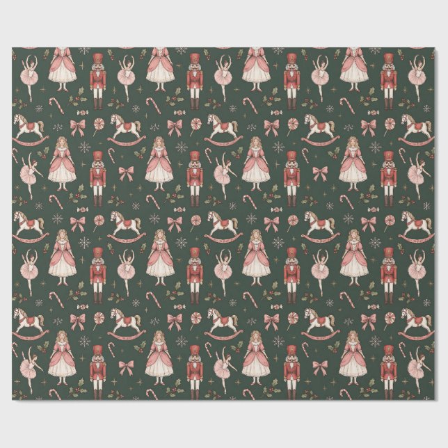 Nutcracker  Elegant Ballet Christmas Wrapping Paper (Flat)