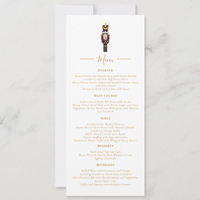 Nutcracker Elegant Christmas Holiday Dinner Menu Invitation (Front)