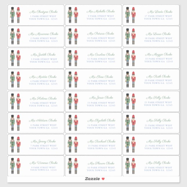 Nutcracker Famille Cartes de Noël Adresse Sticker (Feuille)