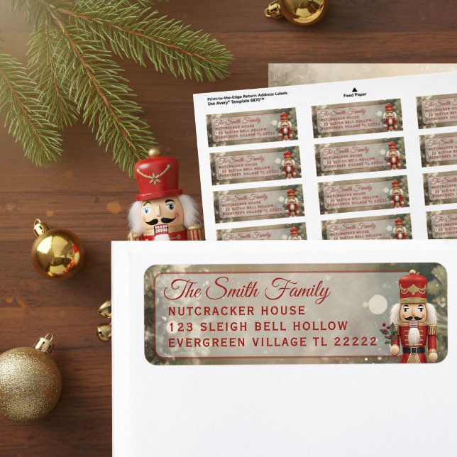 Nutcracker Famille Noël Retourner Adresse Étiquett (Send classic cheer this season! Just add your name and address to these festive labels)