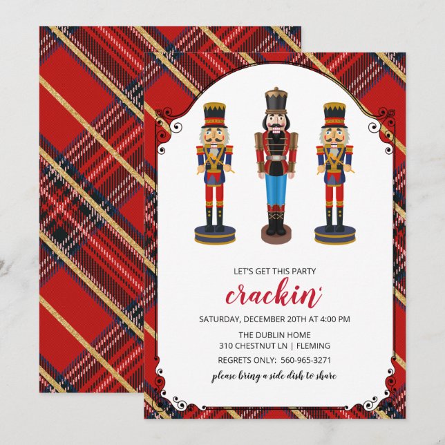 Nutcracker Fête de Noël Invitation (Devant / Derrière)