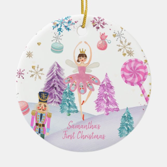 Nutcracker First Christmas Ceramic Ornament (Front)