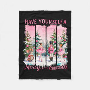 Nutcracker Friends Snow Globe Nk Coquette Bow Chri Fleece Blanket