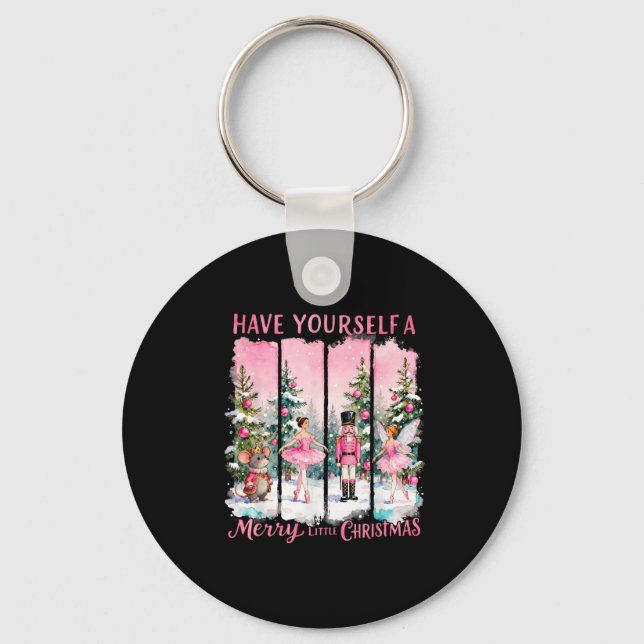 Nutcracker Friends Snow Globe Nk Coquette Bow Chri Keychain (Front)