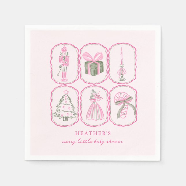 Nutcracker Girl A Merry Little Baby Shower Napkin (Front)