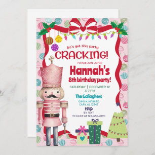 Nutcracker girl Christmas birthday invite. Invitation