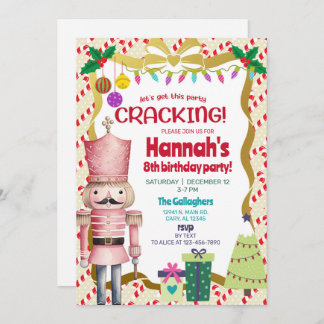 Nutcracker girl Christmas birthday invite. Invitation