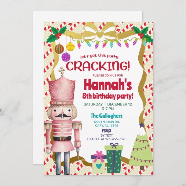 Nutcracker girl Christmas birthday invite. Invitation (Front/Back)