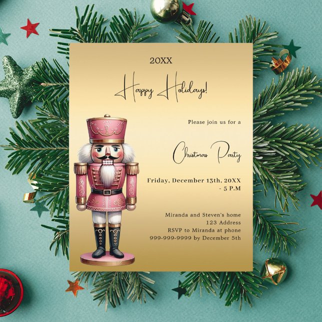 Nutcracker gold Christmas Party invitation (Creator Uploaded)