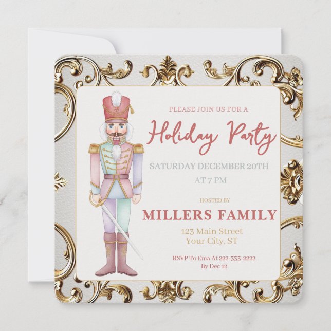 Nutcracker Gold Frame Christmas Holiday Party (Front)