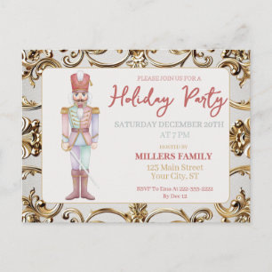 Nutcracker Gold Frame Christmas Holiday Party Postcard