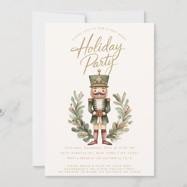 Nutcracker Green Elegant Christmas Holiday Party Invitation (Front)