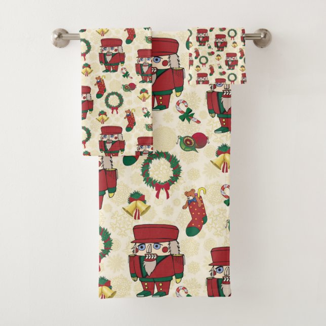 Nutcracker Holiday Christmas Bath Towel Set (Insitu)