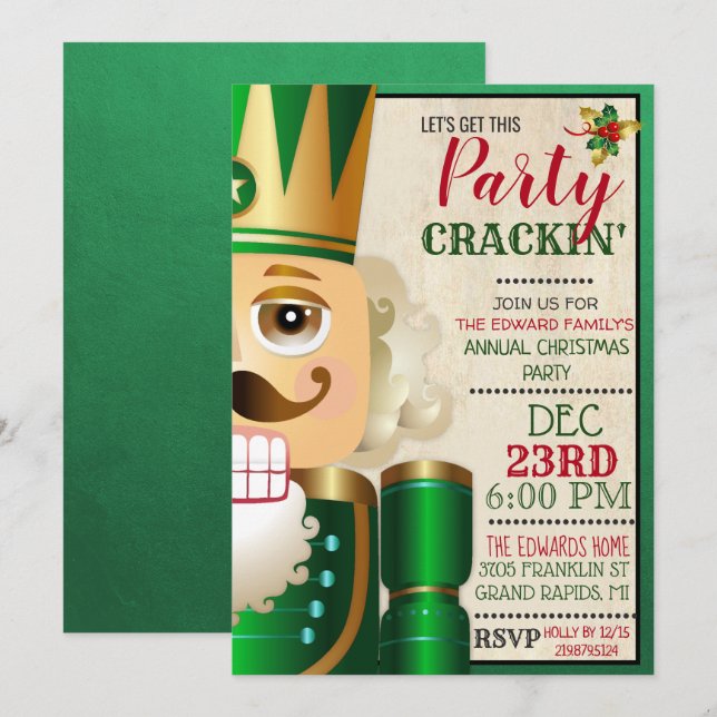 Nutcracker Holiday Christmas Invitation (Devant / Derrière)