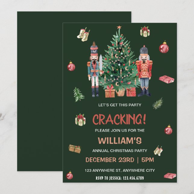 Nutcracker Holiday Christmas Party Invitation (Front/Back)