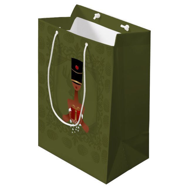 Nutcracker Holiday Gift Christmas Gift Bag, Medium Bag (Front Angled)