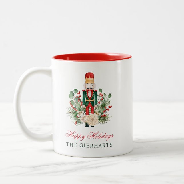 Nutcracker Holidays Script Christmas Two-Tone Coffee Mug (Left)