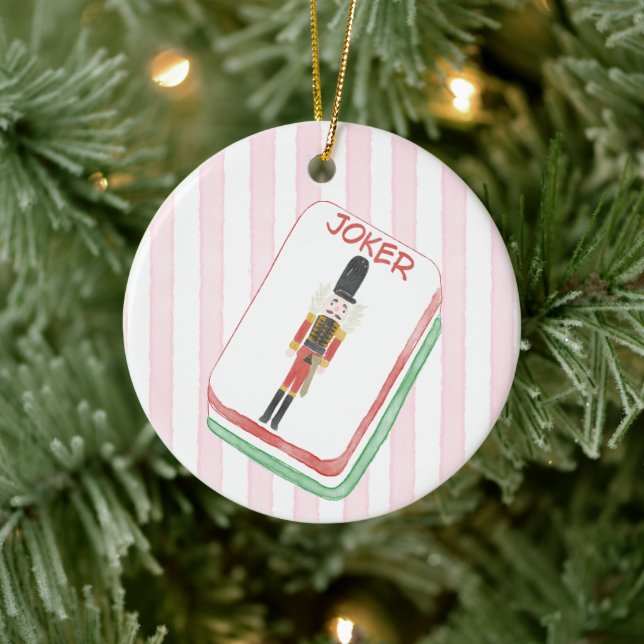 Nutcracker Joker Mahjong Christmas  Ceramic Ornament (Tree)