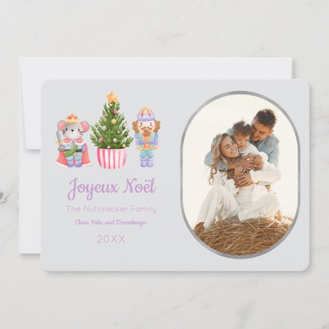 Nutcracker Joyeux Noël Photo Greeting Card (Front)