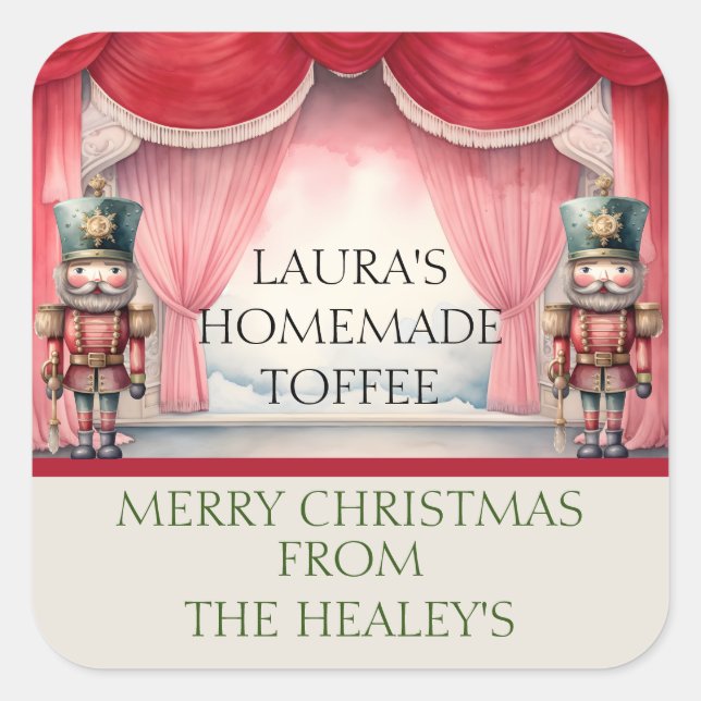 Nutcracker labels for holiday treats, fudge (Front)