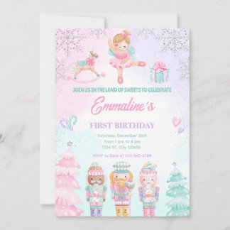 Nutcracker Land Of Sweets Fairy Pink Invitation