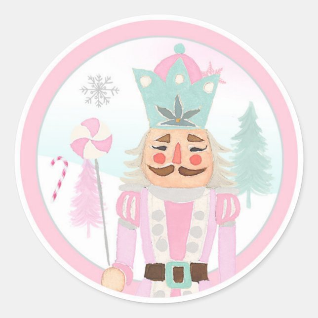 Nutcracker Land of Sweets Girl Birthday Cupcake Classic Round Sticker (Front)