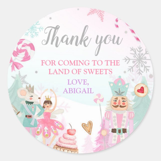 Nutcracker Land of Sweets Girl Birthday Favour Cla Classic Round Sticker (Front)