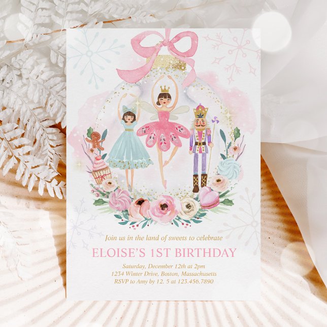 Nutcracker Land Of Sweets Sugar Plum Fairy Pink Invitation (Creator Uploaded)