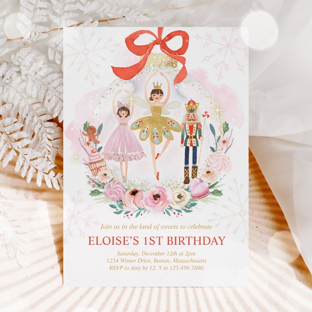 Nutcracker Land Of Sweets Sugar Plum Fairy Red Invitation (Creator Uploaded)