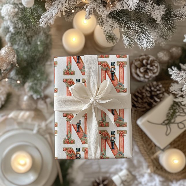 Nutcracker Letter N Christmas Wrapping Paper (Creator Uploaded)