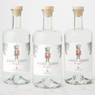 Nutcracker Making Spirits Bright Christmas Gift Liquor Bottle Label