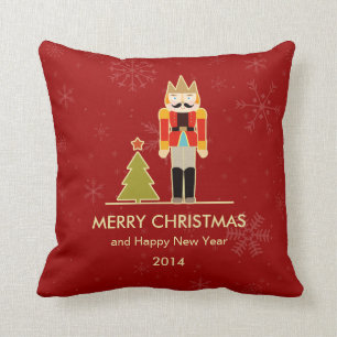 Nutcracker Merry Christmas and Happy New Year 2014 Throw Pillow
