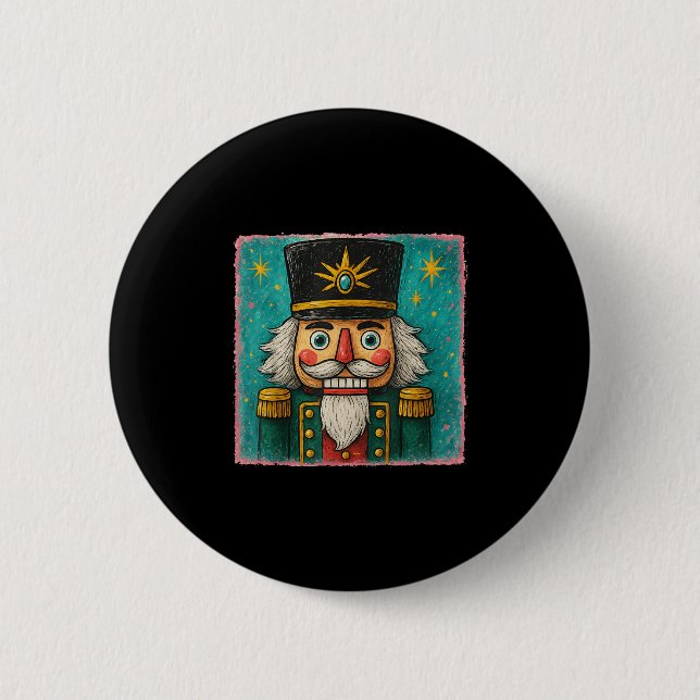 Nutcracker Merry Christmas Men Women Kids Painting 2 Inch Round Button (Front)
